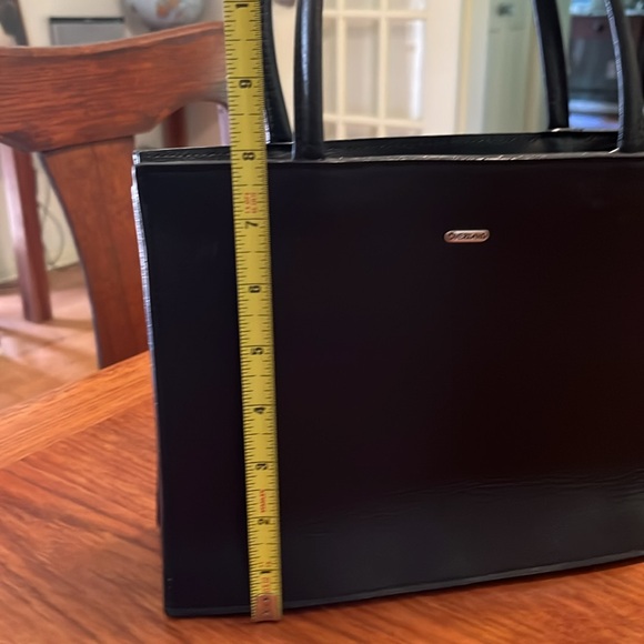 Overland vintage black leather handbag tote - Picture 4 of 7